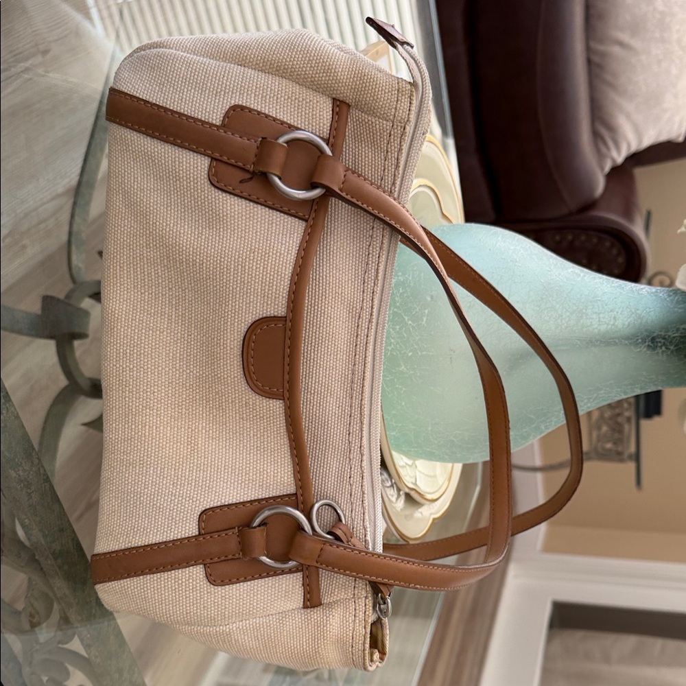 Fossil Tan and Cream Shoulder Bag